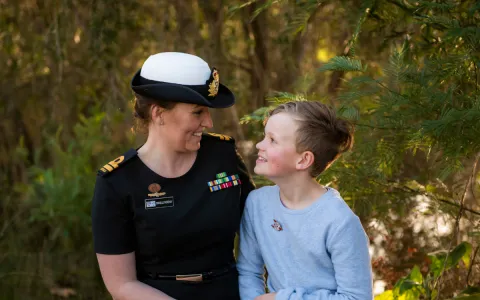 Mother and child Navy family